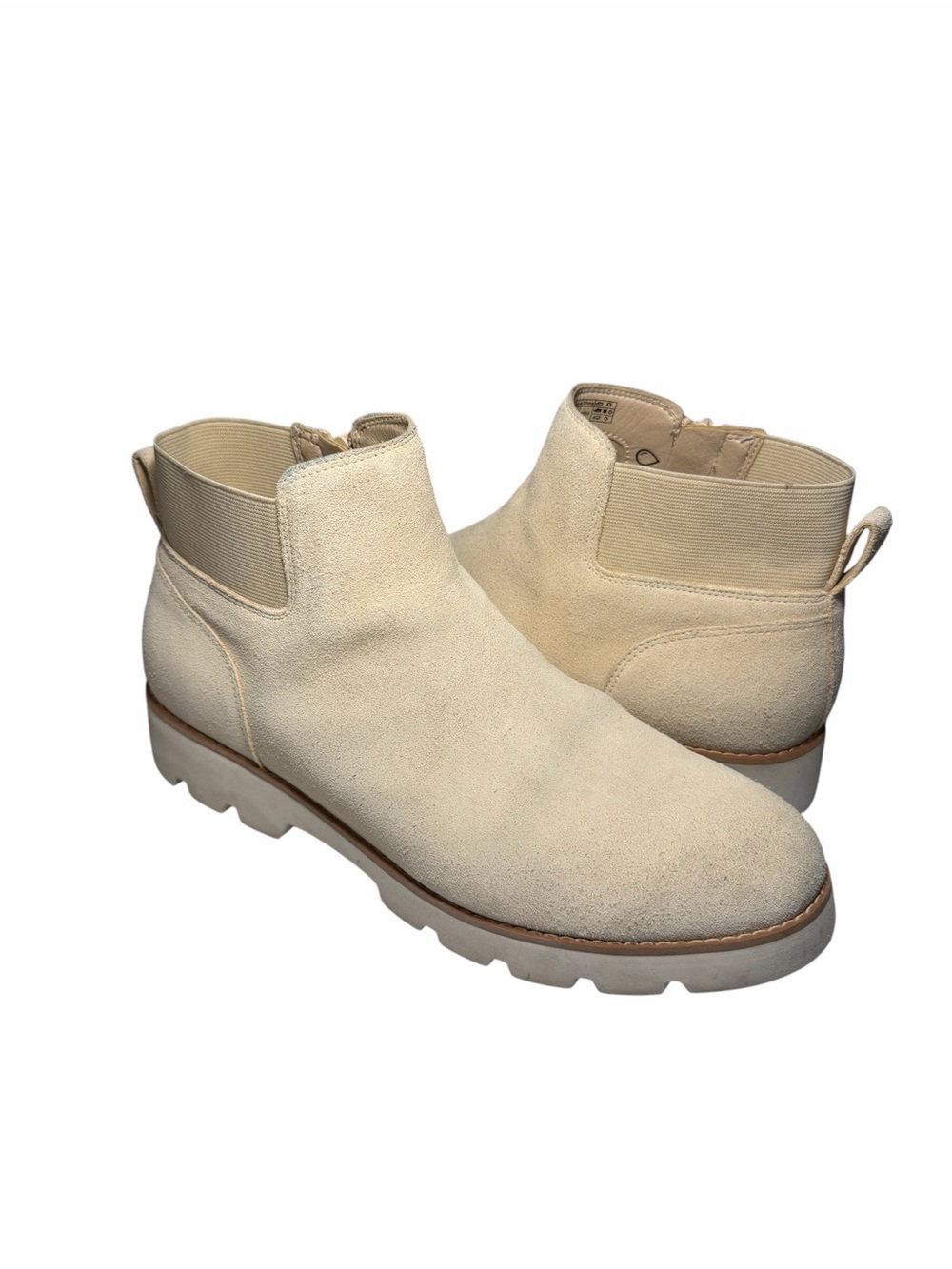 Vionic Brionie Suede Ankle Boots in Beige -  Side-Zip Chelsea Style Sz 8.5
